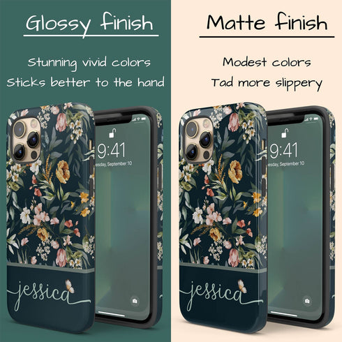 Elegant Flowers Custom Name iPhone Case
